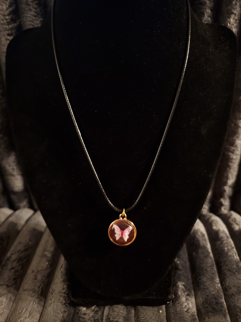 Handcrafted Butterfly Pendant Necklace in Pink and Gold - Women Jewelry